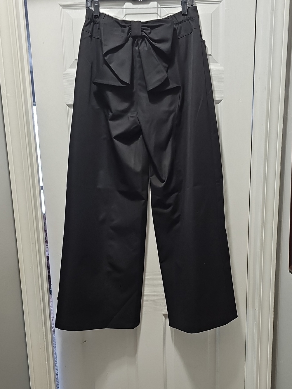 High-Waist Wide Leg Bow In Bac  Of Pants - Black